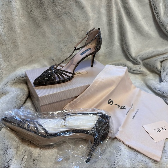 NWT SJP carrie 70 cartel metal FA leopard size 42 Made In Italy in box/show bag - Picture 7 of 10